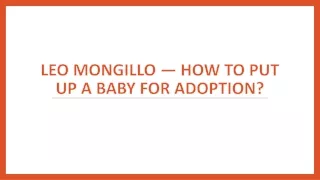 Leo Mongillo — How to Put up a Baby for Adoption?