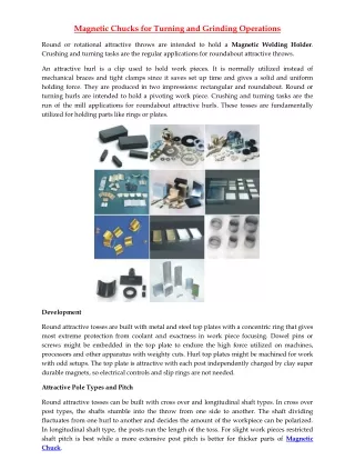 magnetic chucks for turning and grinding