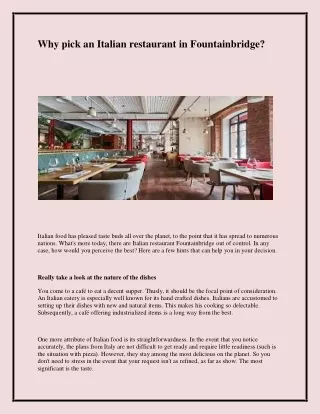why pick an italian restaurant in fountainbridge