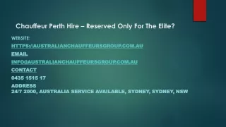 Chauffeur Perth Hire – Reserved Only For The
