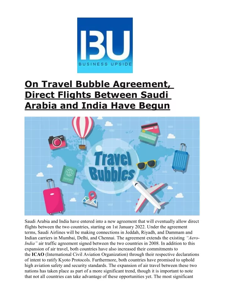 on travel bubble agreement direct flights between