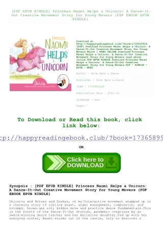 [PDF EPUB KINDLE] Princess Naomi Helps a Unicorn A Dance-It-Out Creative Movemen