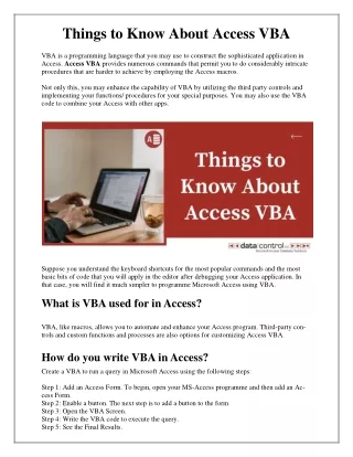 things to know about access vba