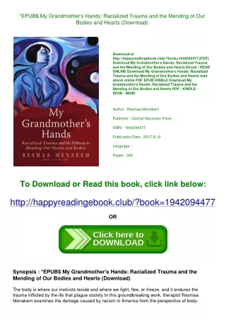 *EPUB$ My Grandmother's Hands Racialized Trauma and the Mending of Our Bodies an