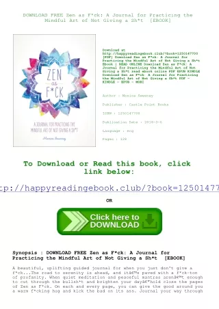 DOWNLOAD FREE Zen as F*ck A Journal for Practicing the Mindful Art of Not Giving
