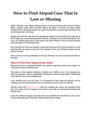 how to find airpod case that is lost or missing