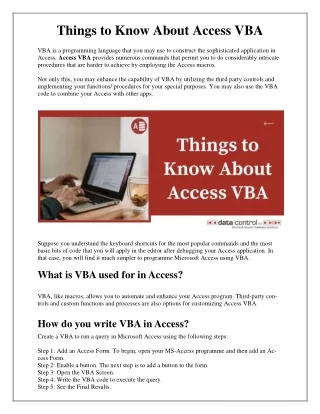 Things to Know About Access VBA