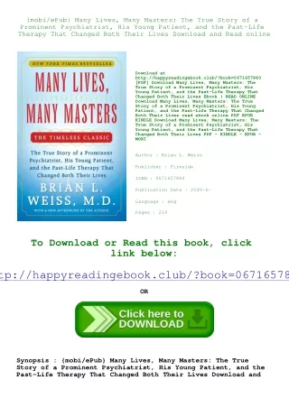 {mobi/ePub} Many Lives  Many Masters The True Story of a Prominent Psychiatrist