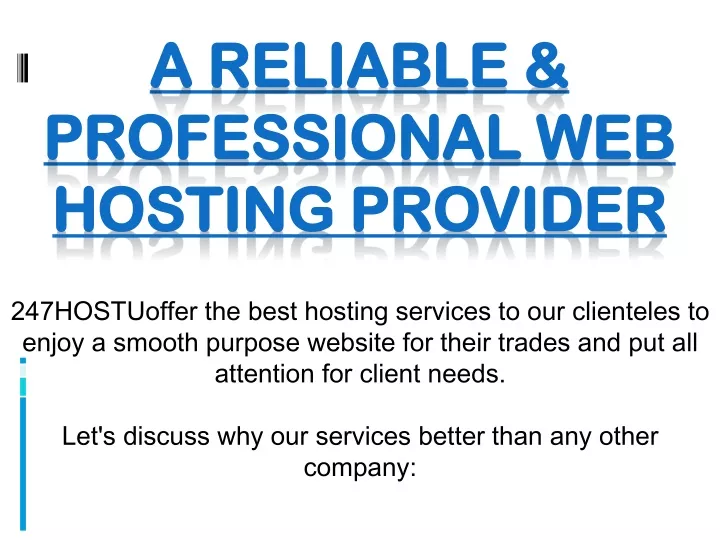 a reliable professional web hosting provider