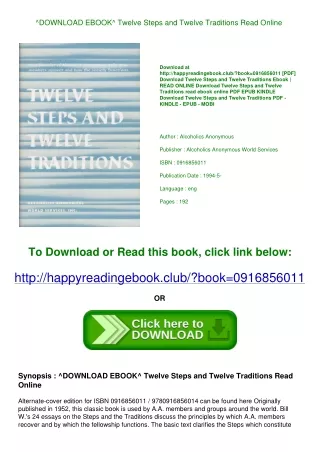 ^DOWNLOAD EBOOK^ Twelve Steps and Twelve Traditions Read Online