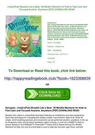{mobi/ePub} Breathe Like a Bear 30 Mindful Moments for Kids to Feel Calm and Foc