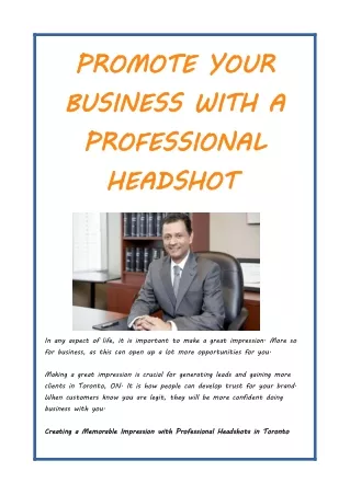PROMOTE YOUR BUSINESS WITH A PROFESSIONAL HEADSHOT