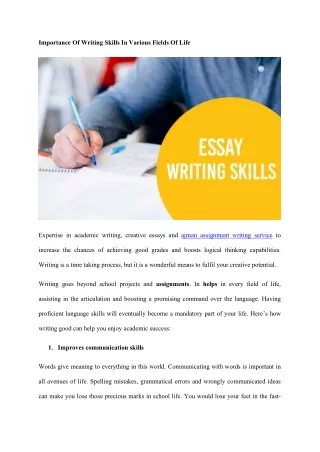 importance of writing skills in various fields