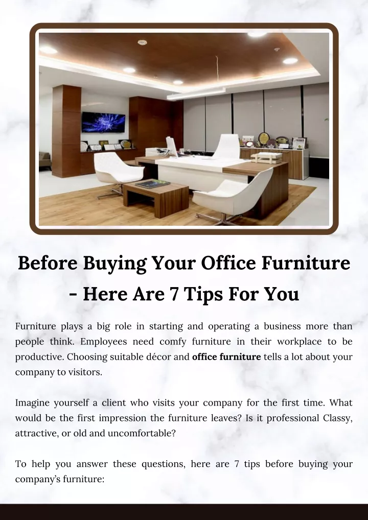 before buying your office furniture here