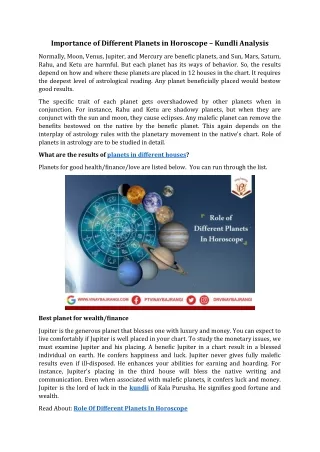 importance of different planets in horoscope