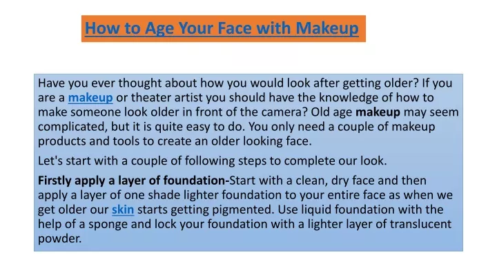 how to age your face with makeup