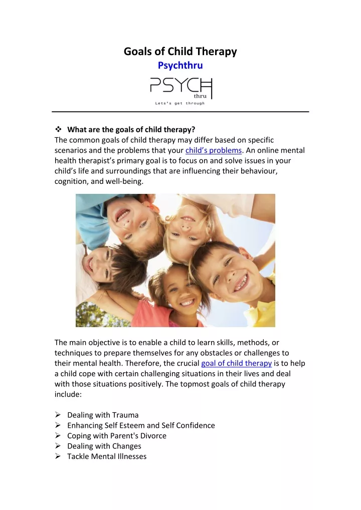 goals of child therapy psychthru