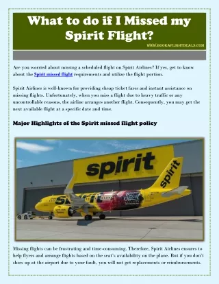 what to do if i missed my spirit flight