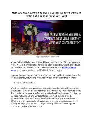 here are five reasons you need a corporate event