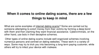 when it comes to online dating scams there are a few things to keep in mind