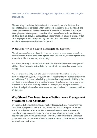 how can an effective leave management system