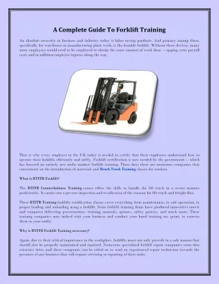 A Complete Guide To Forklift Training