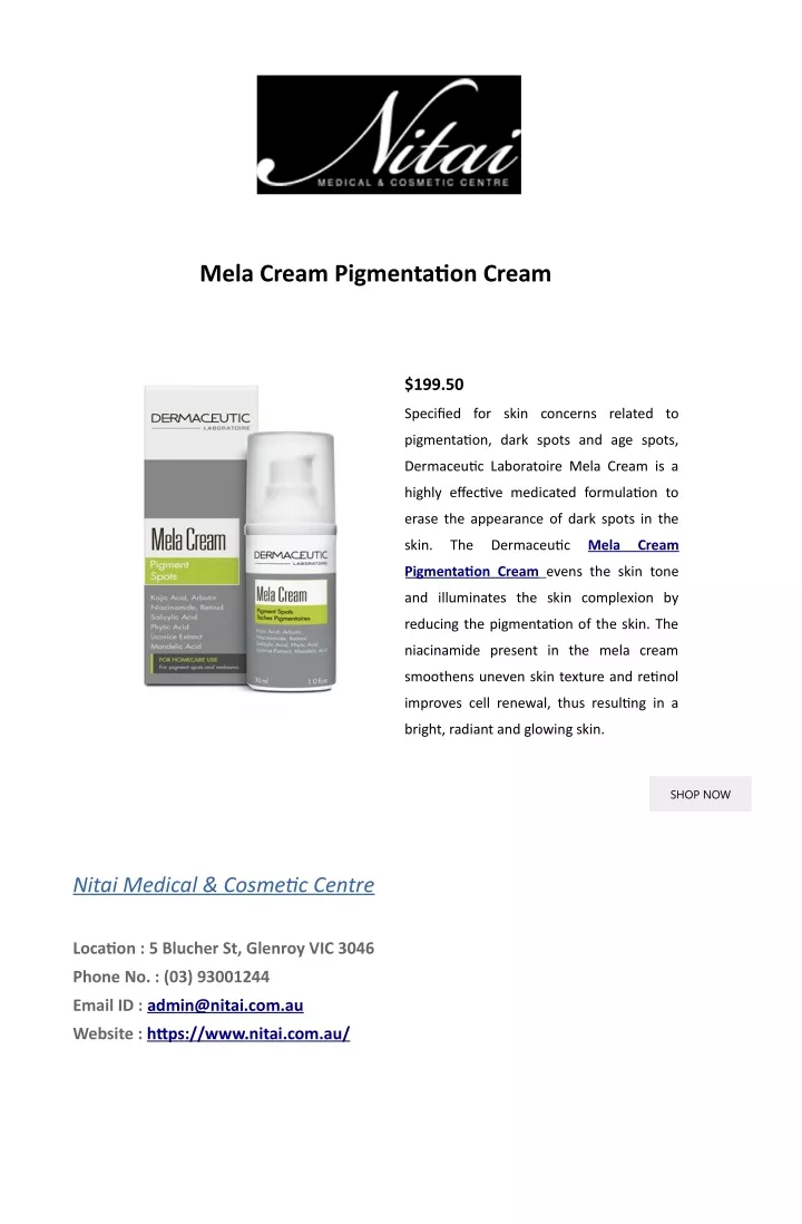 mela cream pigmentation cream