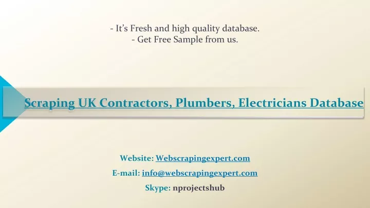 scraping uk contractors plumbers electricians database