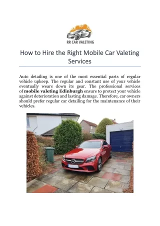 How to Hire the Right Mobile Car Valeting Services