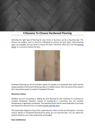 4 Reasons To Choose Hardwood Flooring