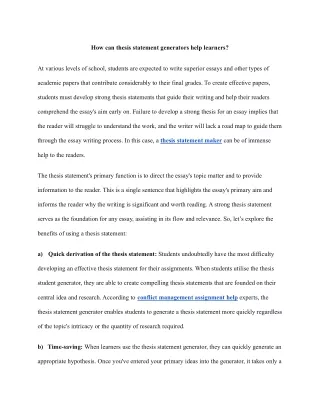how can thesis statement generators help learners