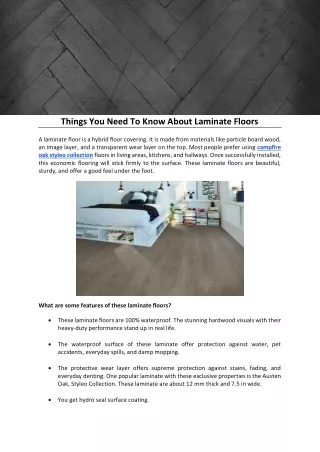 Things You Need To Know About Laminate Floors
