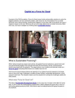 Capital as a Force for Good