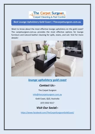 Best Lounge Upholstery Gold Coast | Thecarpetsurgeon.com.au