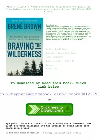 *D.O.W.N.L.O.A.D.* PDF Braving the Wilderness The Quest for True Belonging and t