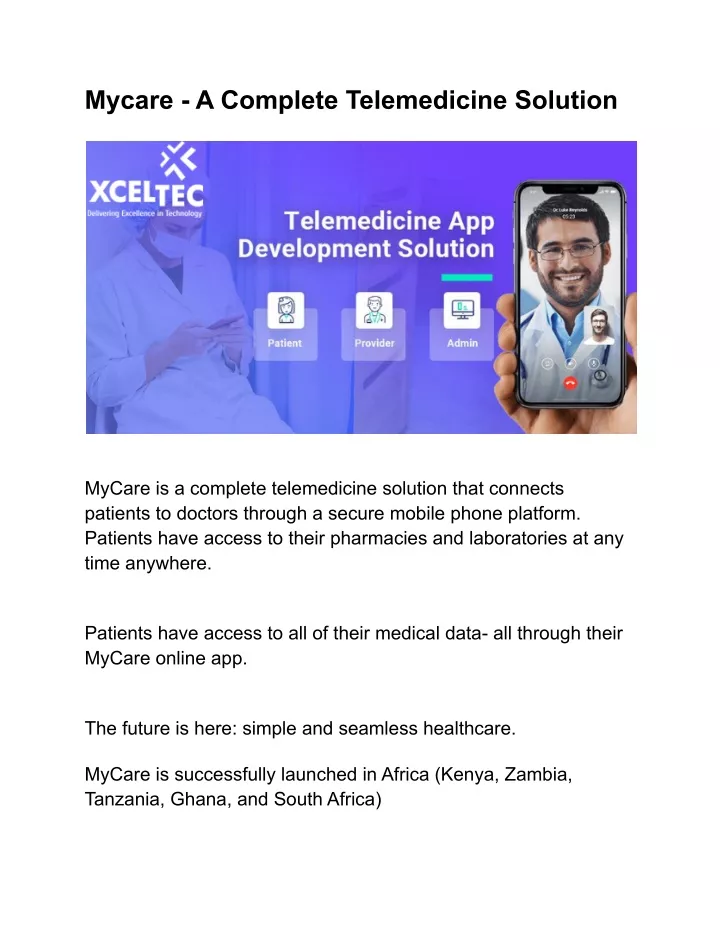 mycare a complete telemedicine solution