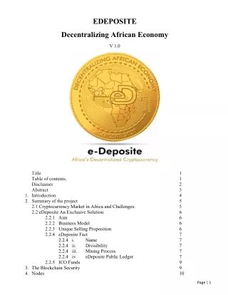 eDeposite Transforming African Digital Economy through Blockchain Technology