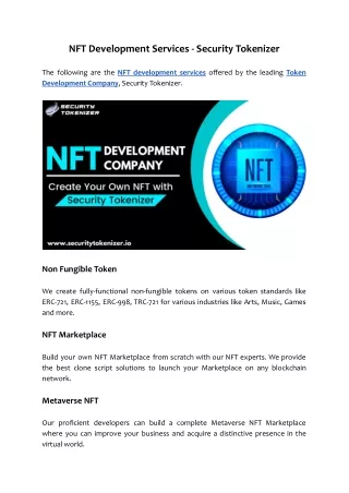 NFT Development Services - Security Tokenizer