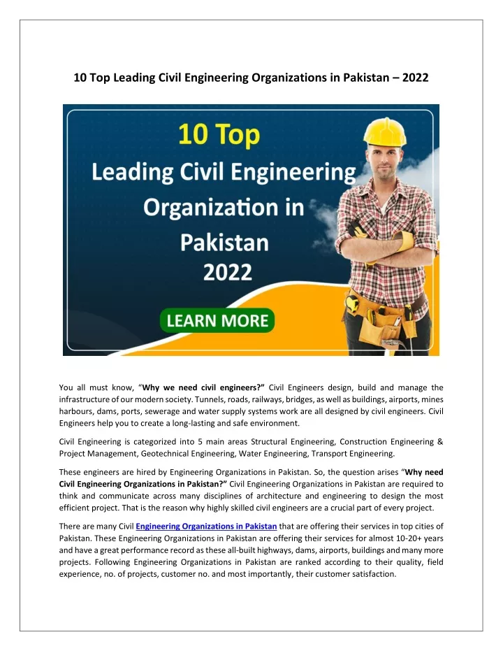10 top leading civil engineering organizations