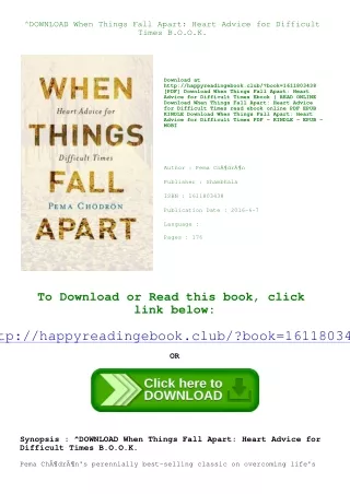 ^DOWNLOAD <[PDF]> When Things Fall Apart Heart Advice for Difficult Times <*READ