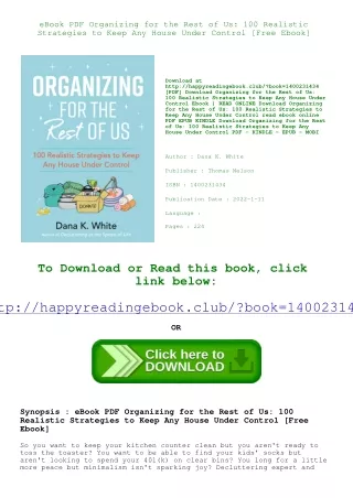 eBook PDF Organizing for the Rest of Us 100 Realistic Strategies to Keep Any Hou