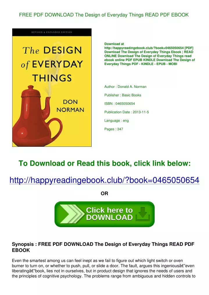 The Design Of Everyday Things Audiobook Free Download PPT - FREE PDF DOWNLOAD The Design of Everyday Things READ PDF EBOOK