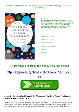 Free download [epub]$$ The Theory and Practice of Group Psychotherapy {PDF EBOOK