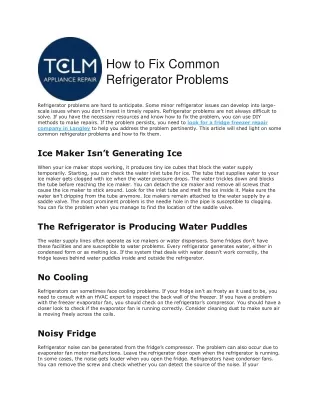 how to fix common refrigerator problems