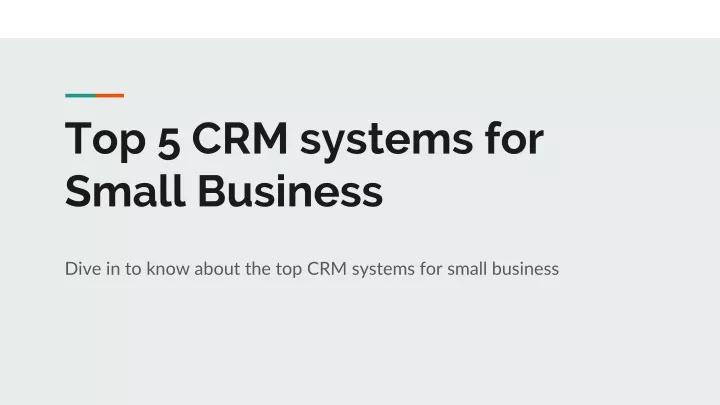 top 5 crm systems for small business