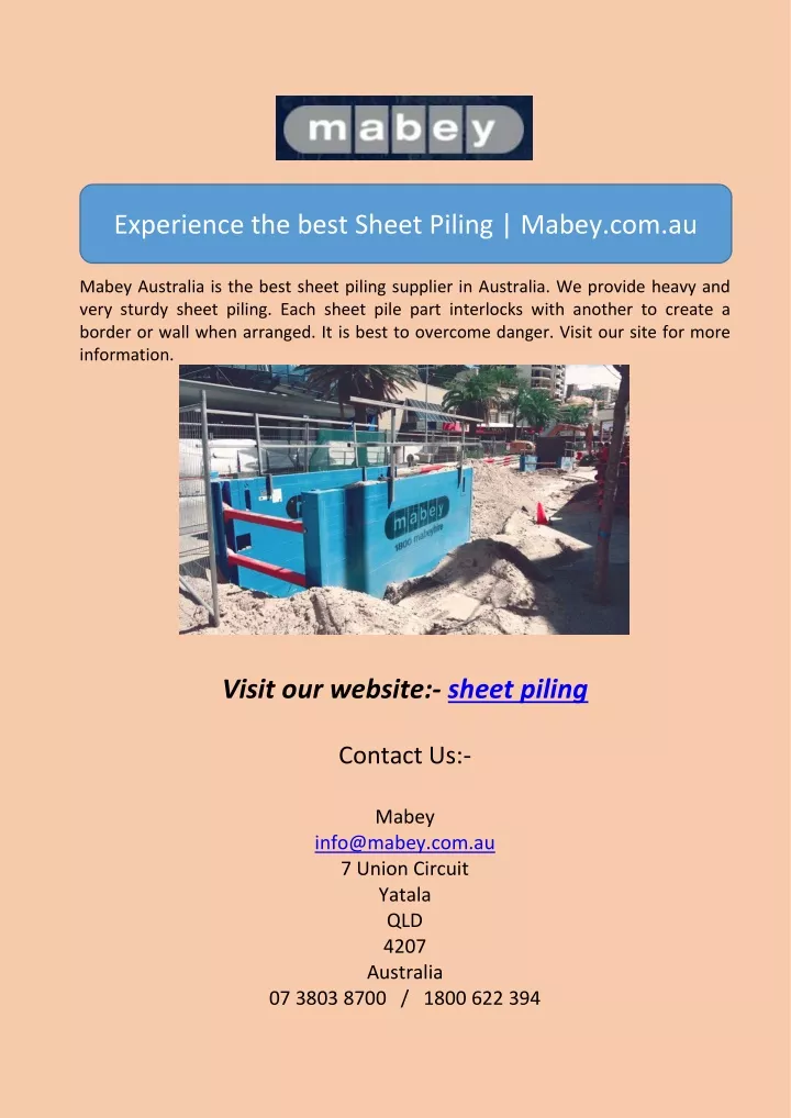 experience the best sheet piling mabey com au