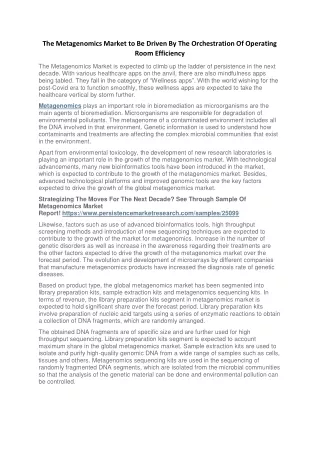 the metagenomics market to be driven