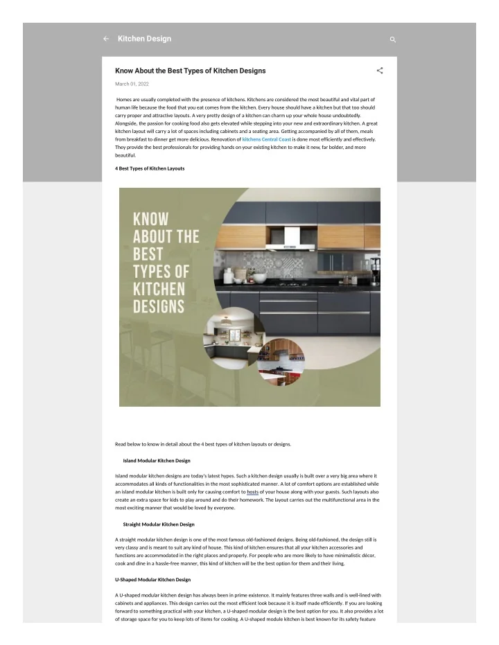 PPT - Know About the Best Types of Kitchen Designs PowerPoint ...