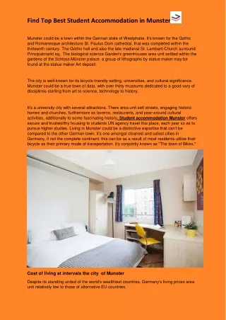 Find Top Best Student Accommodation in Munster