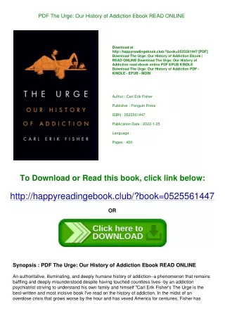 PDF The Urge Our History of Addiction Ebook READ ONLINE